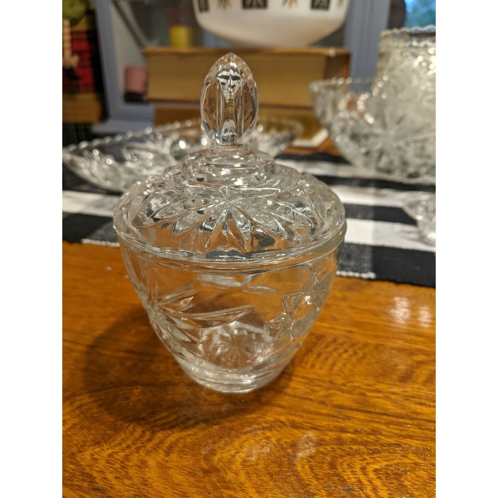 Vintage Anchor Hocking "Star Of David" EAPC SUGAR BOWL w/LID